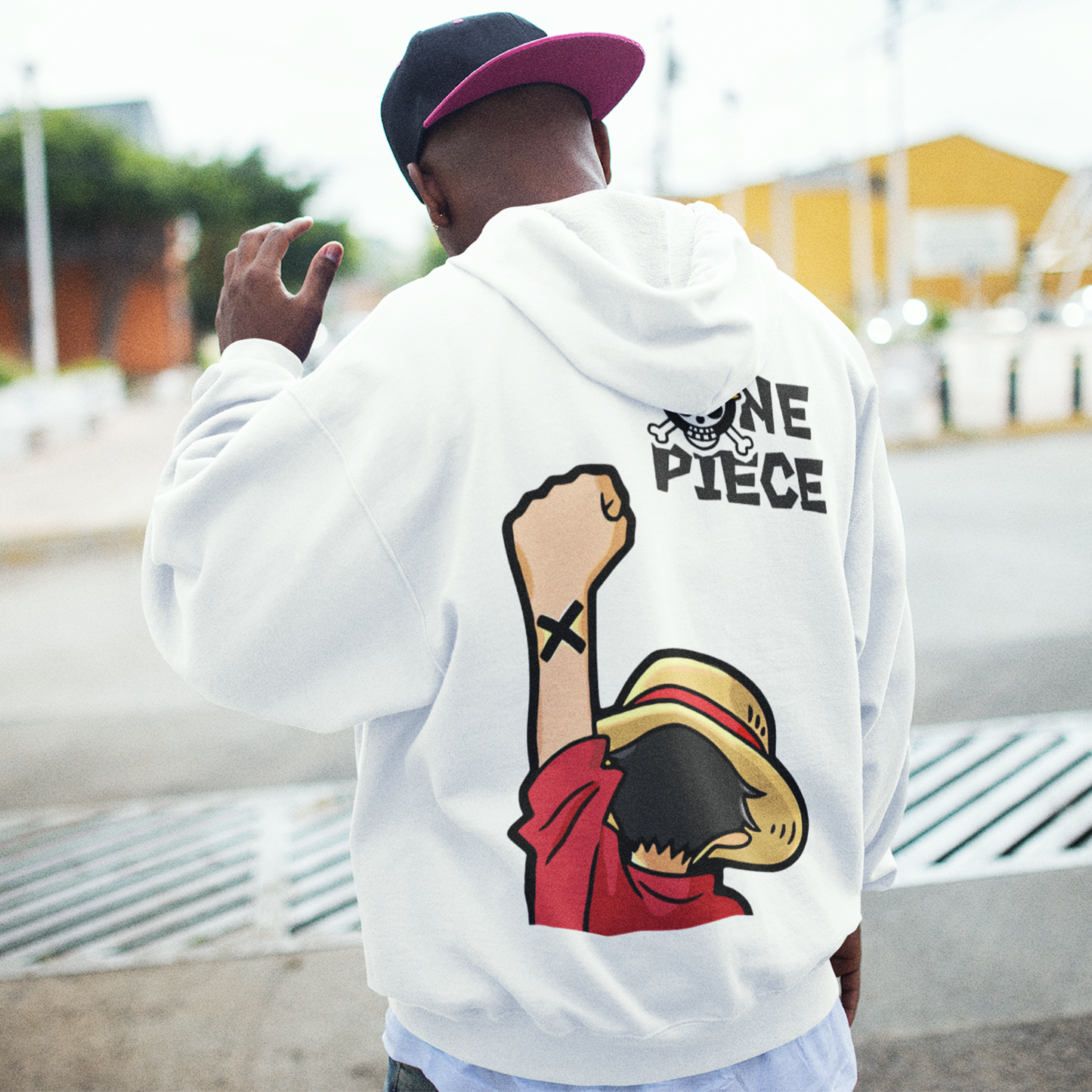 Buzo Con Capucha One Piece Monkey D Blanco