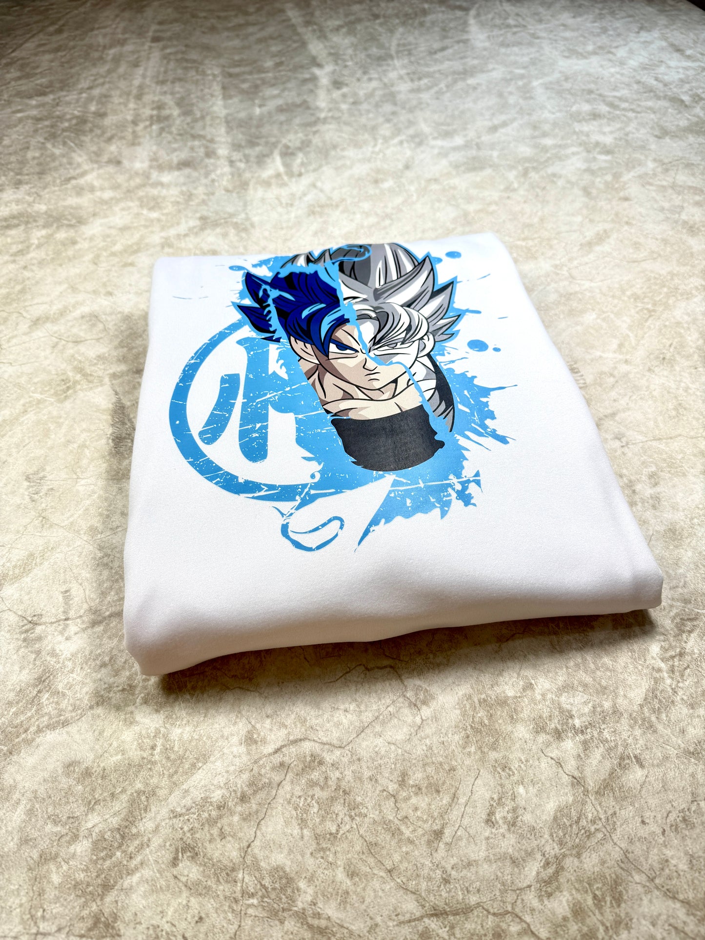 Buzo Con Capucha Blanco Goku Rostro Blue