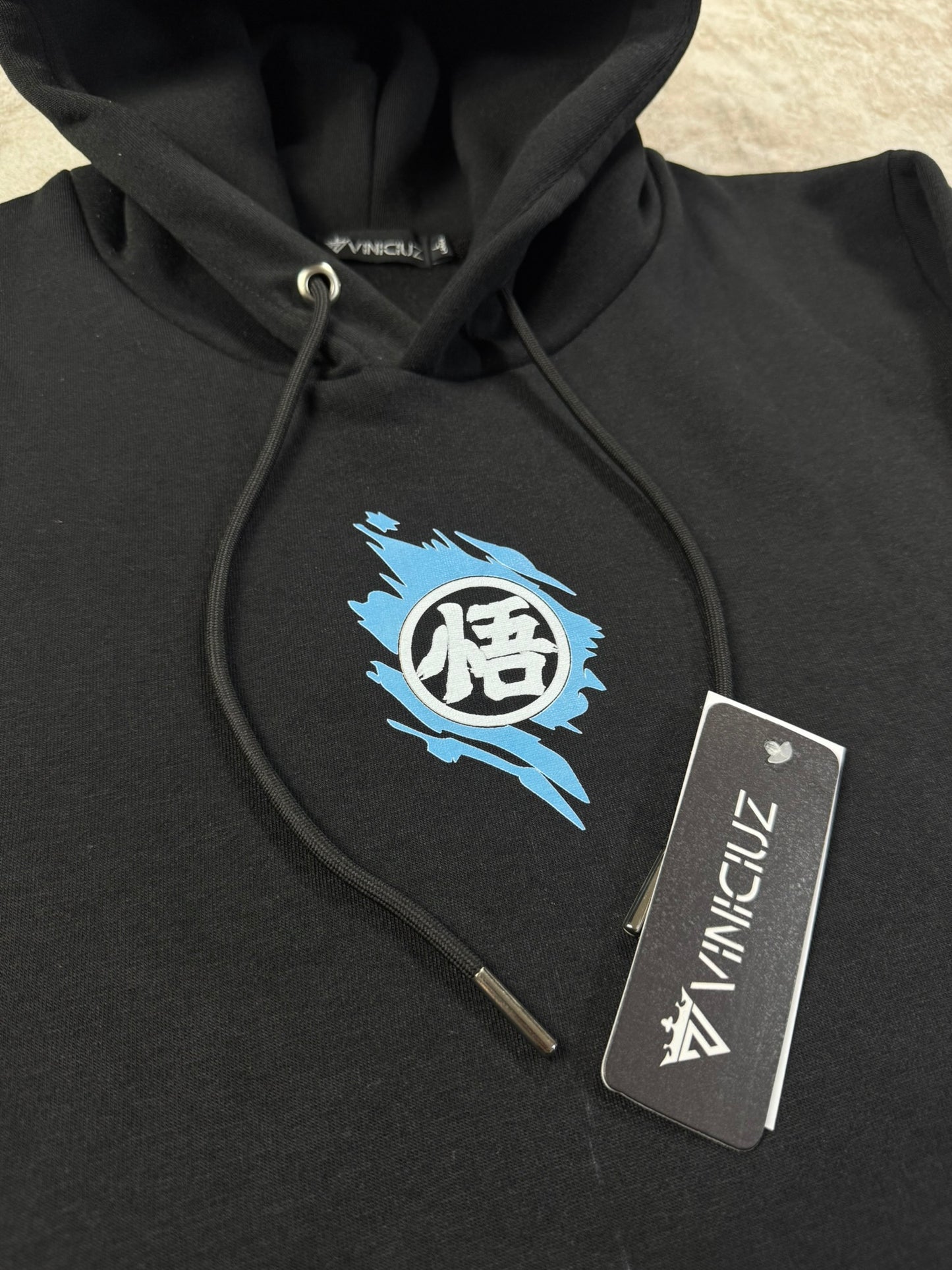 Buzo Con Capucha Negro Goku Rostro Blue