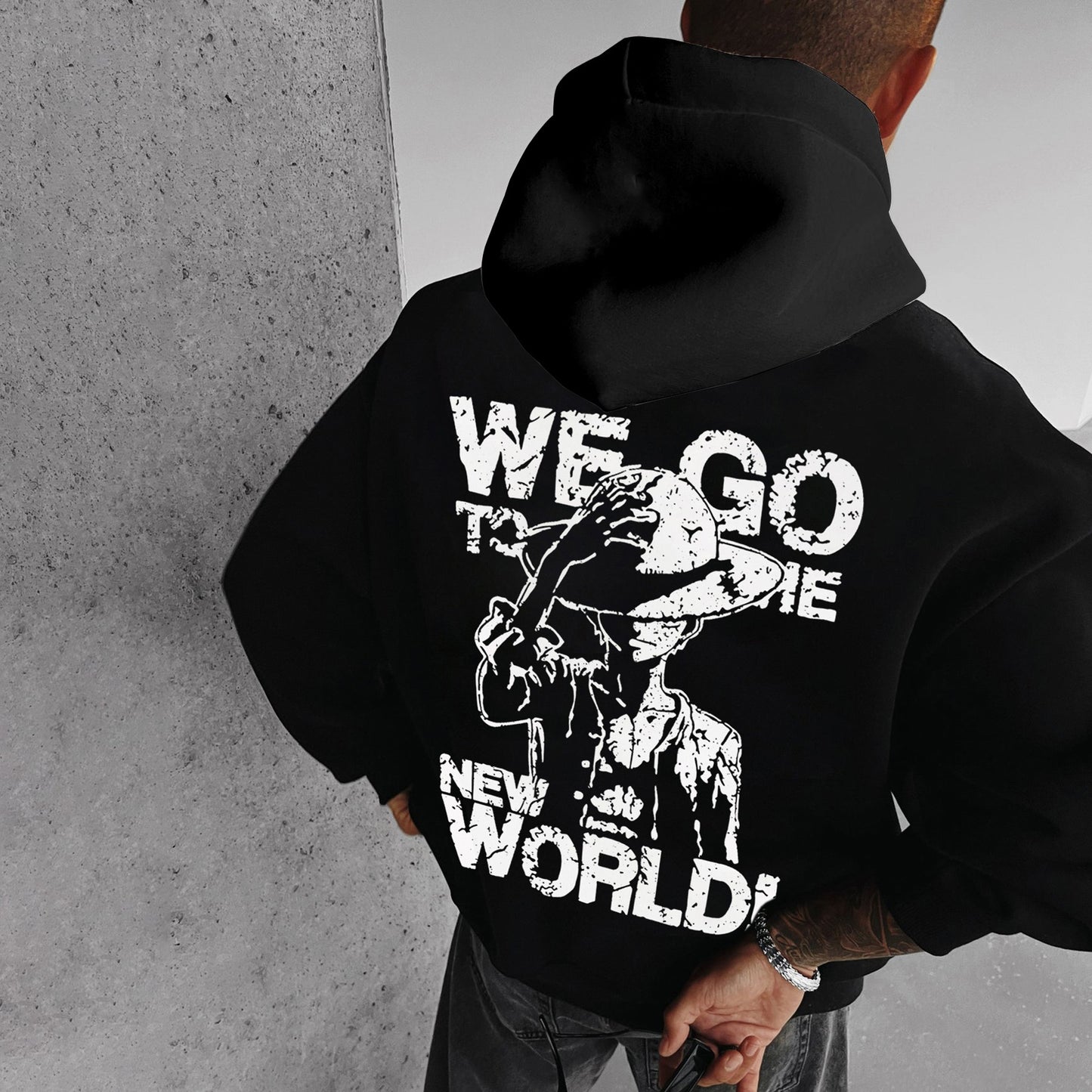 Buzo Con Capucha Negro One Piece We Go