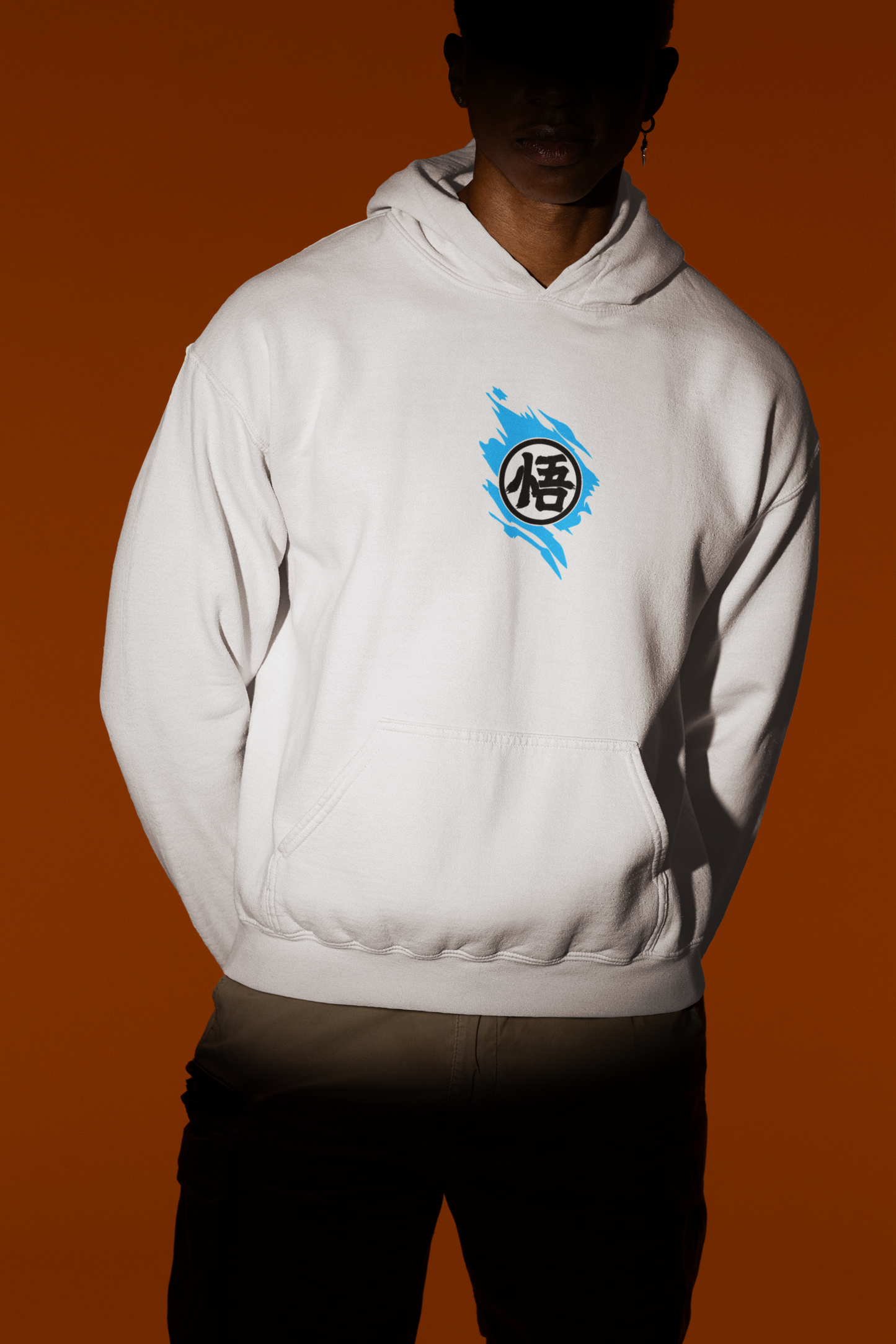 Buzo Con Capucha Blanco Goku Rostro Blue