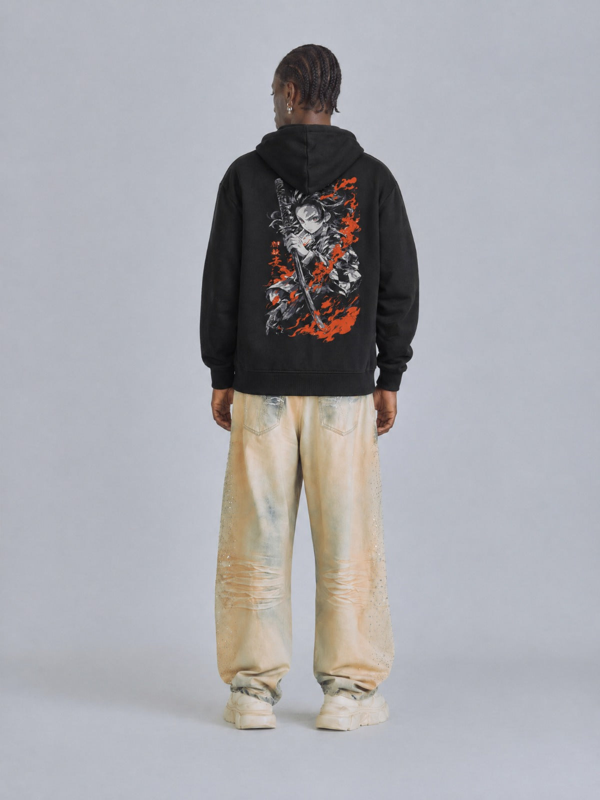 Buzo Con Capucha Hombre Demon Slayer Tanjiro Llamas