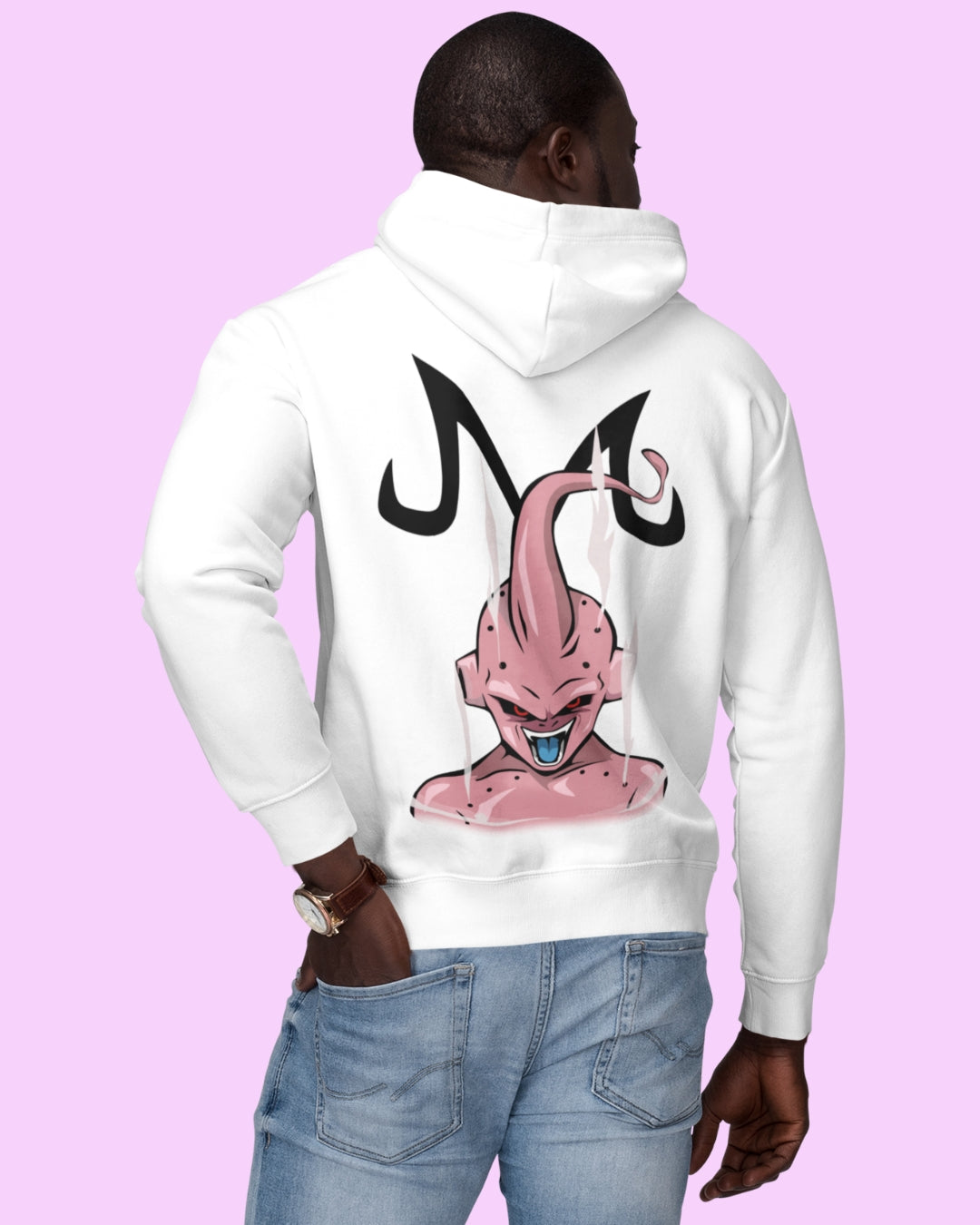 Buzo Con Capucha DBZ Pequeño Buu Blanco