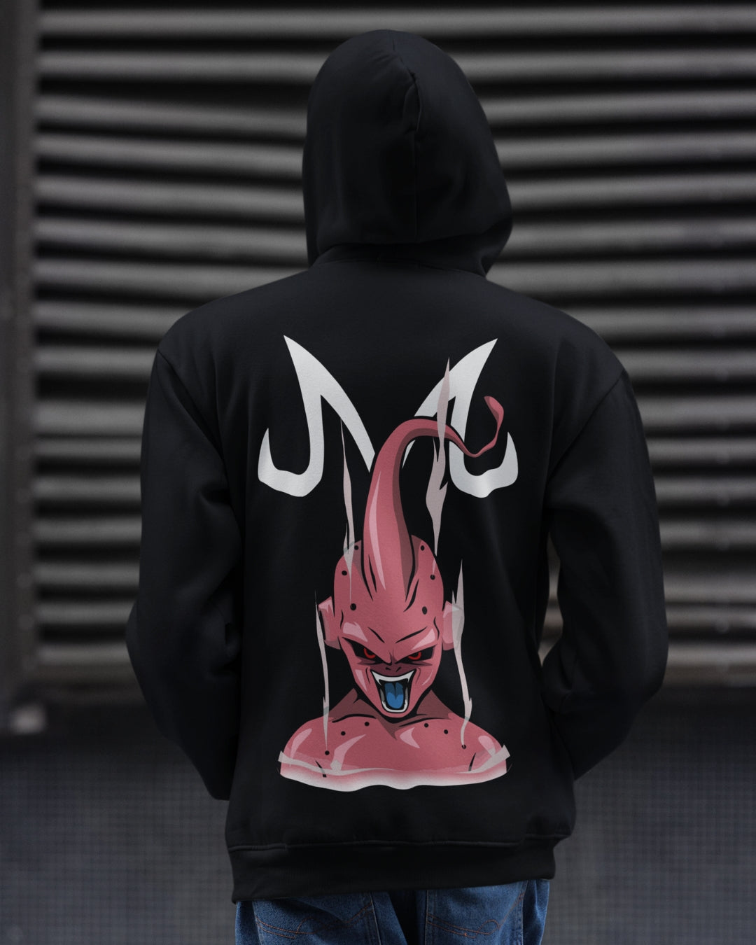 Buzo Con Capucha DBZ Pequeño Buu Negro