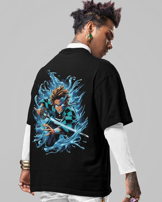 Camiseta OverSize Demon Slayer Kamado Azul