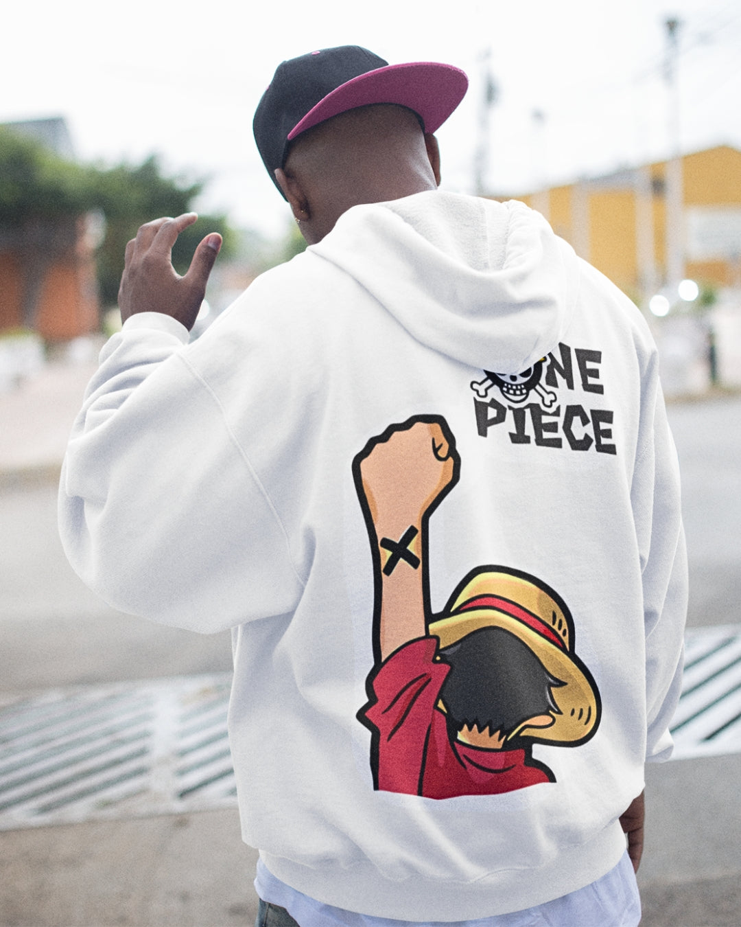 Buzo Con Capucha One Piece Monkey D Blanco