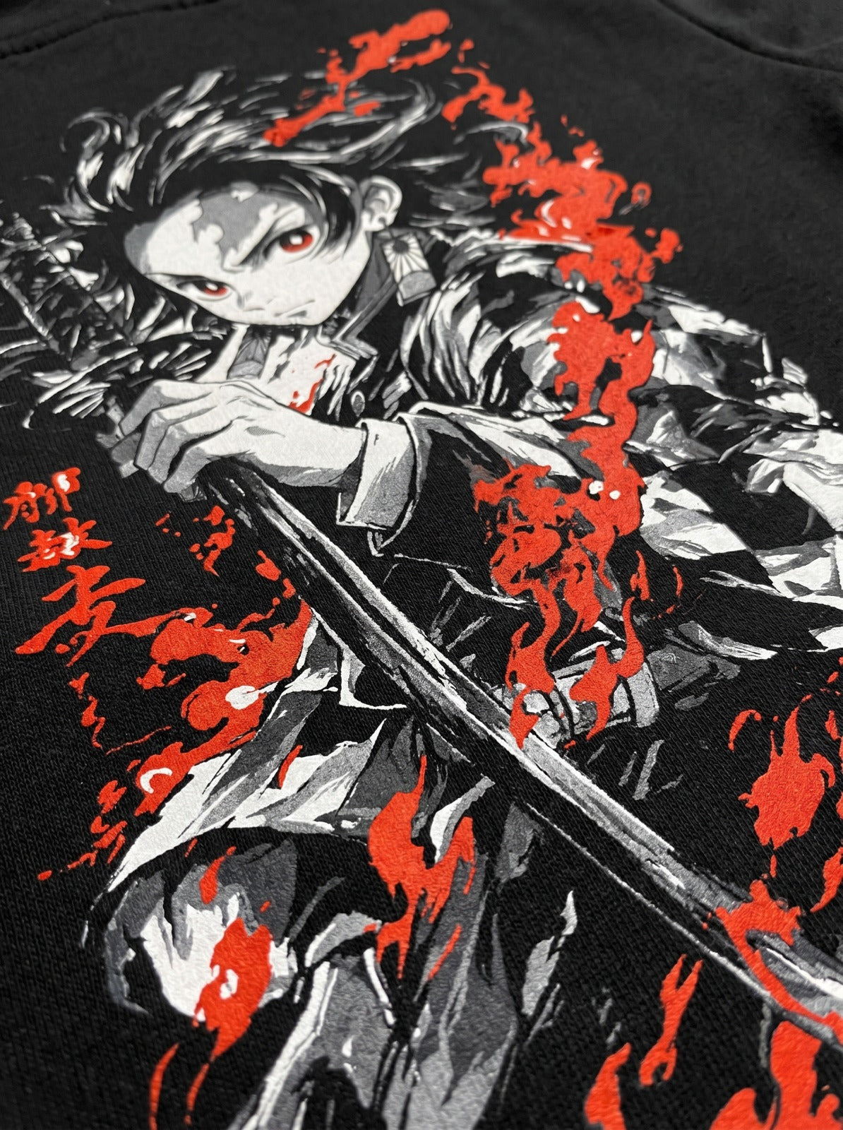 Buzo Con Capucha Hombre Demon Slayer Tanjiro Llamas