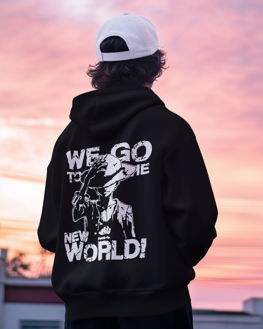 Buzo Con Capucha Negro One Piece We Go