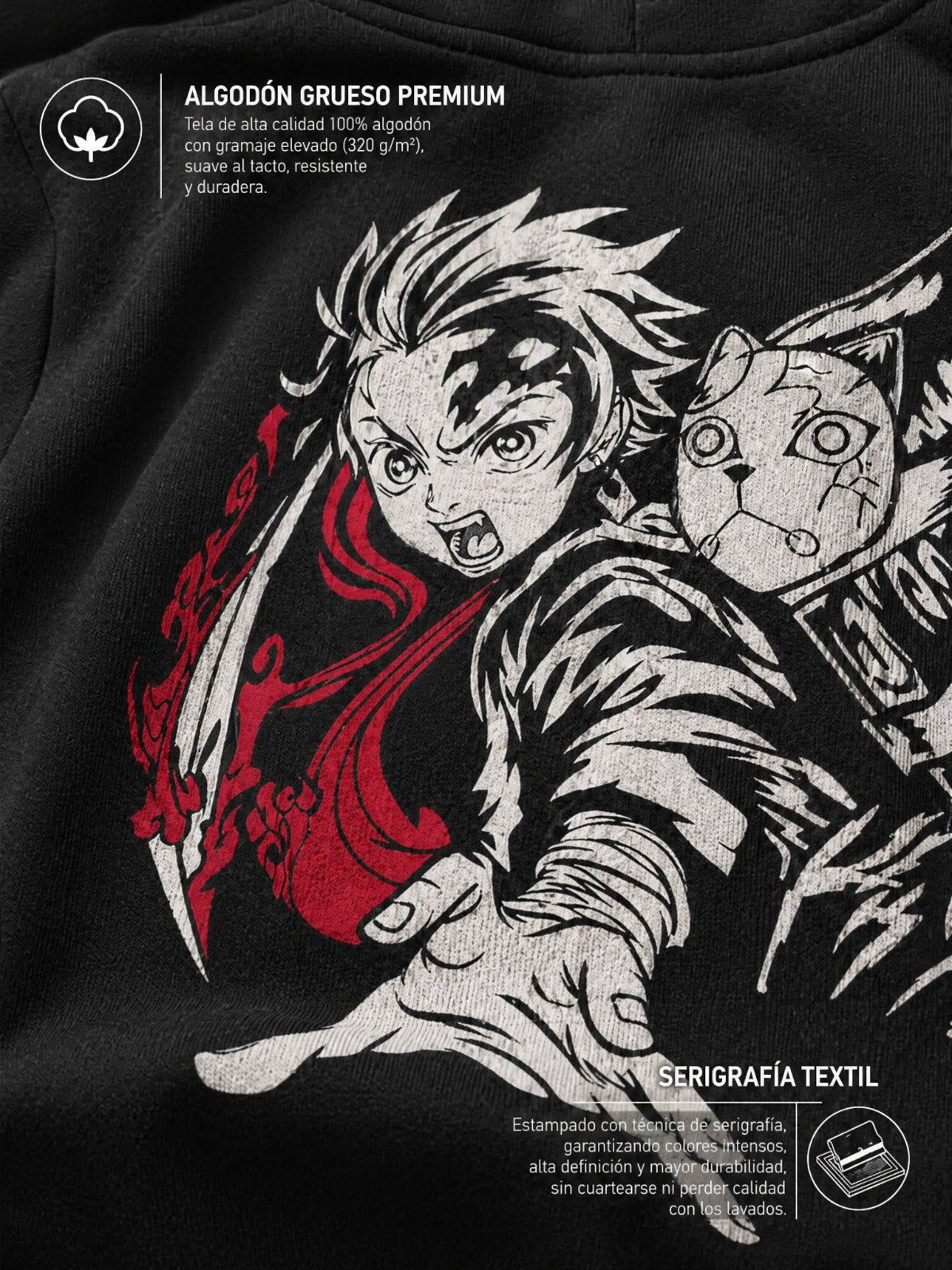 Buzo Con Capucha Hombre Demon Slayer Tanjiro Espada
