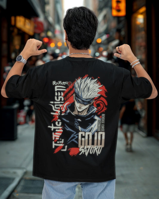 Camiseta OverSize Jujutsu Kaisen Satoru Gojo Rojo