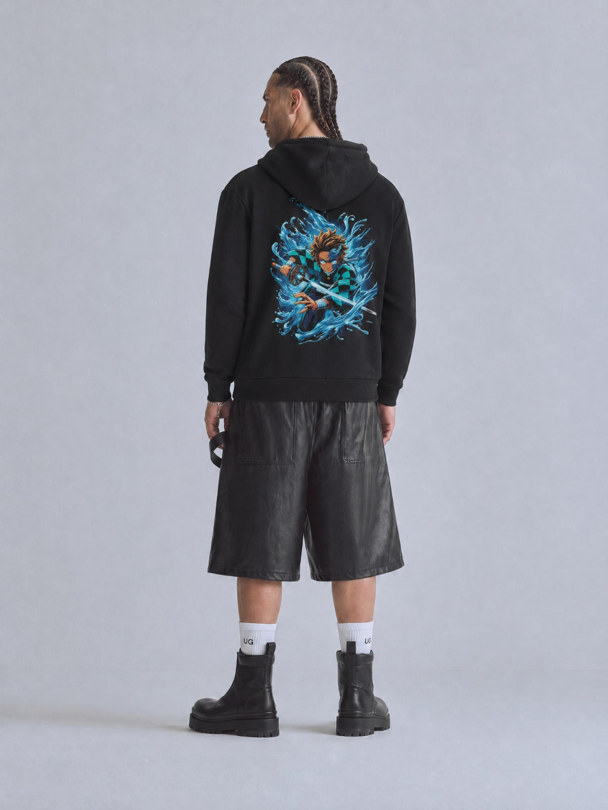 Buzo Con Capucha Hombre Demon Slayer Kamado Azul