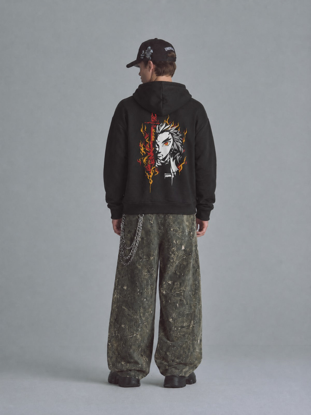 Buzo Con Capucha Hombre Demon Slayer Kyojuro Llamas