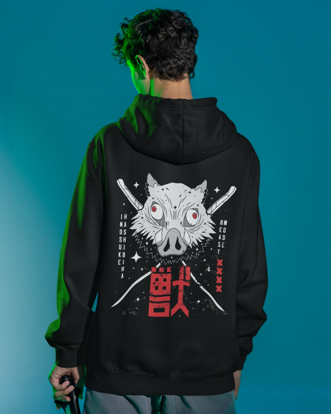 Buzo Con Capucha Hombre Demon Slayer Inosuke Espadas