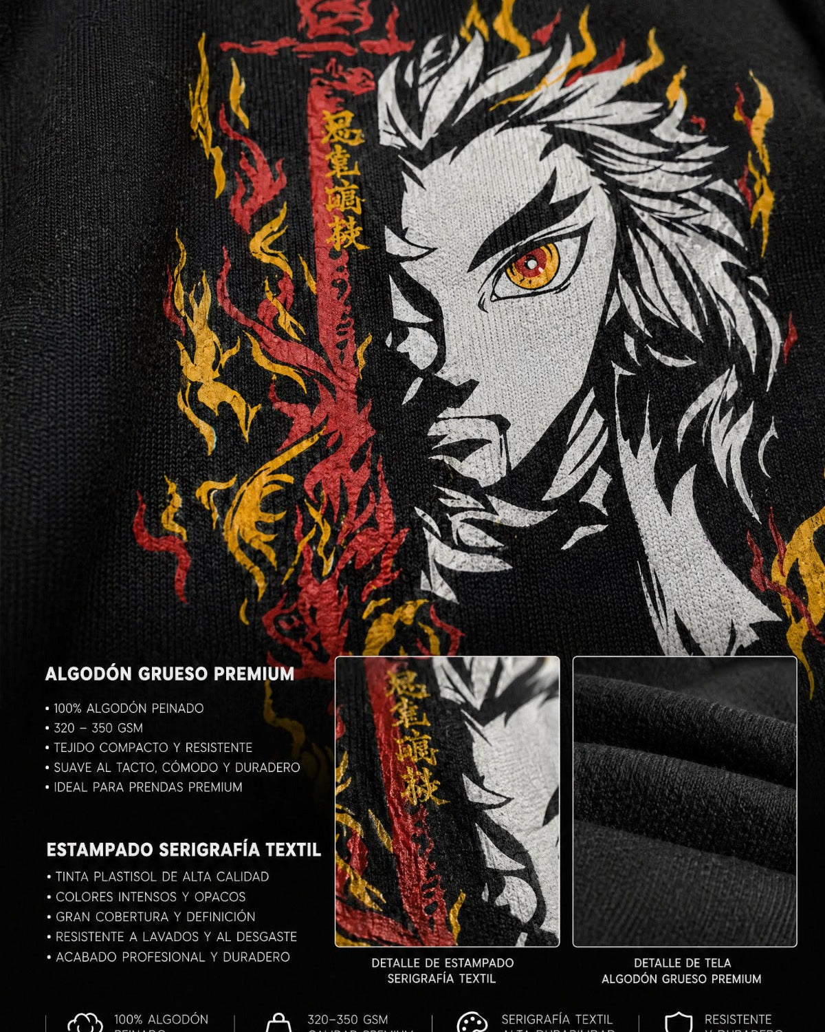 Buzo Hombre Demon Slayer Kyojuro Llamas