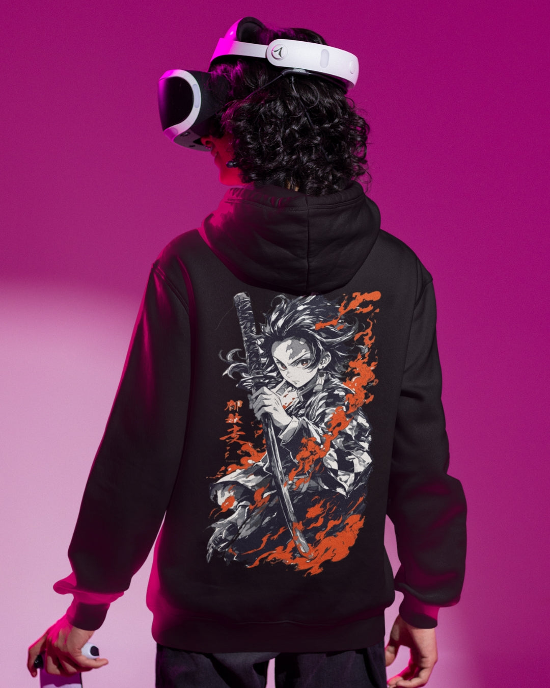 Buzo Con Capucha Hombre Demon Slayer Tanjiro Llamas