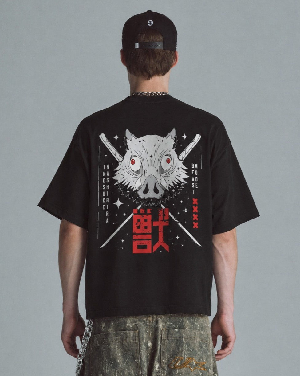 Camiseta OverSize Demon Slayer Inosuke Espadas