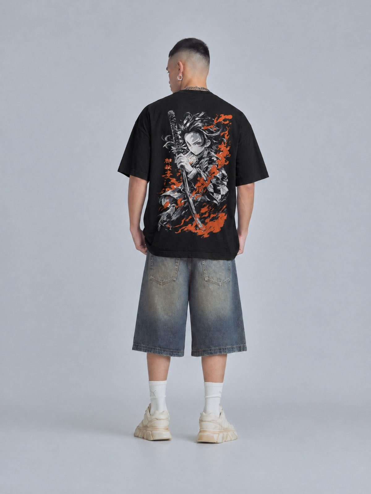 Camiseta OverSize Demon Slayer Tanjiro Llamas